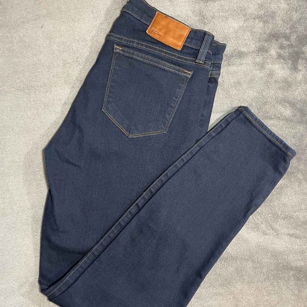 J. Crew Blue Slim Jeans with Tapered Legs and Contrast Stitching